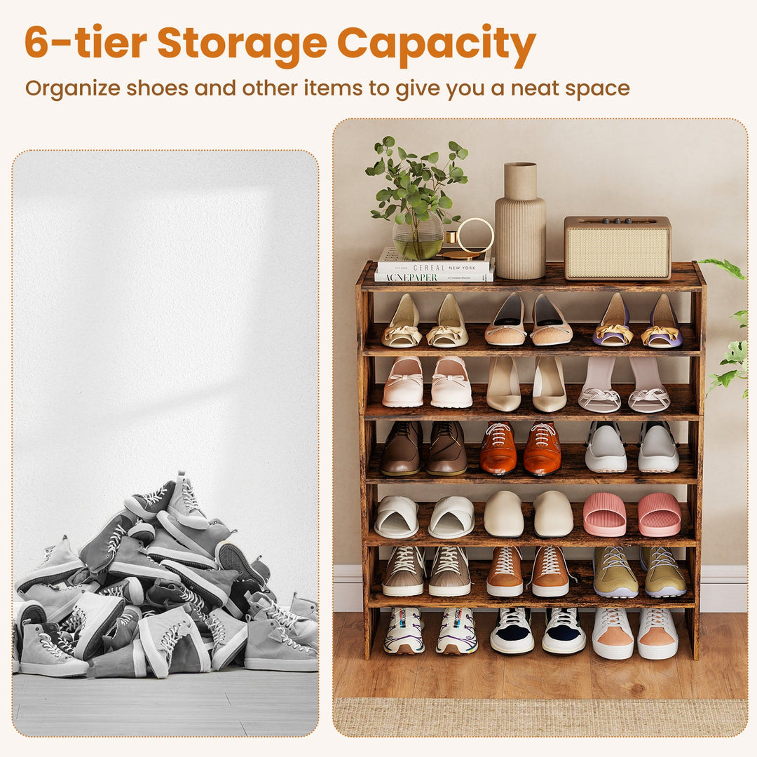 6-tier Shoe Rack with Anti-tipping Device for Entryway