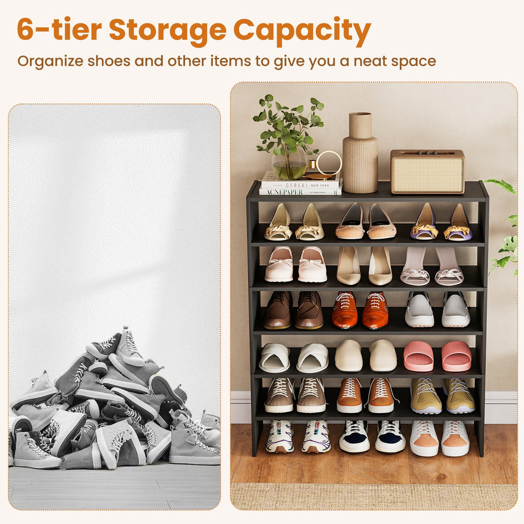 6-tier Shoe Rack with Anti-tipping Device for Entryway