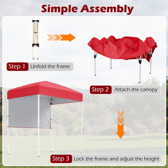 Pop-Up Canopy Tent 6x4 ft with Half Sidewall
