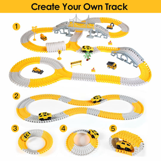 GBruno 340Pcs Construction Race Track Set