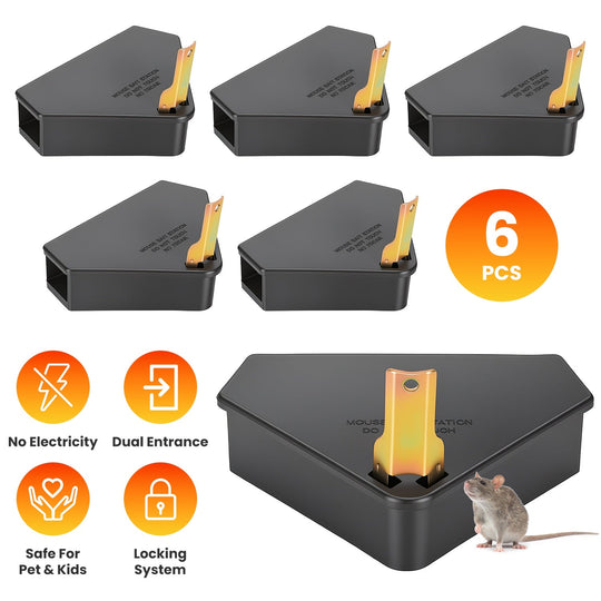 Mouse Bait Station 6-Pack with Keys - Tamper Resistant