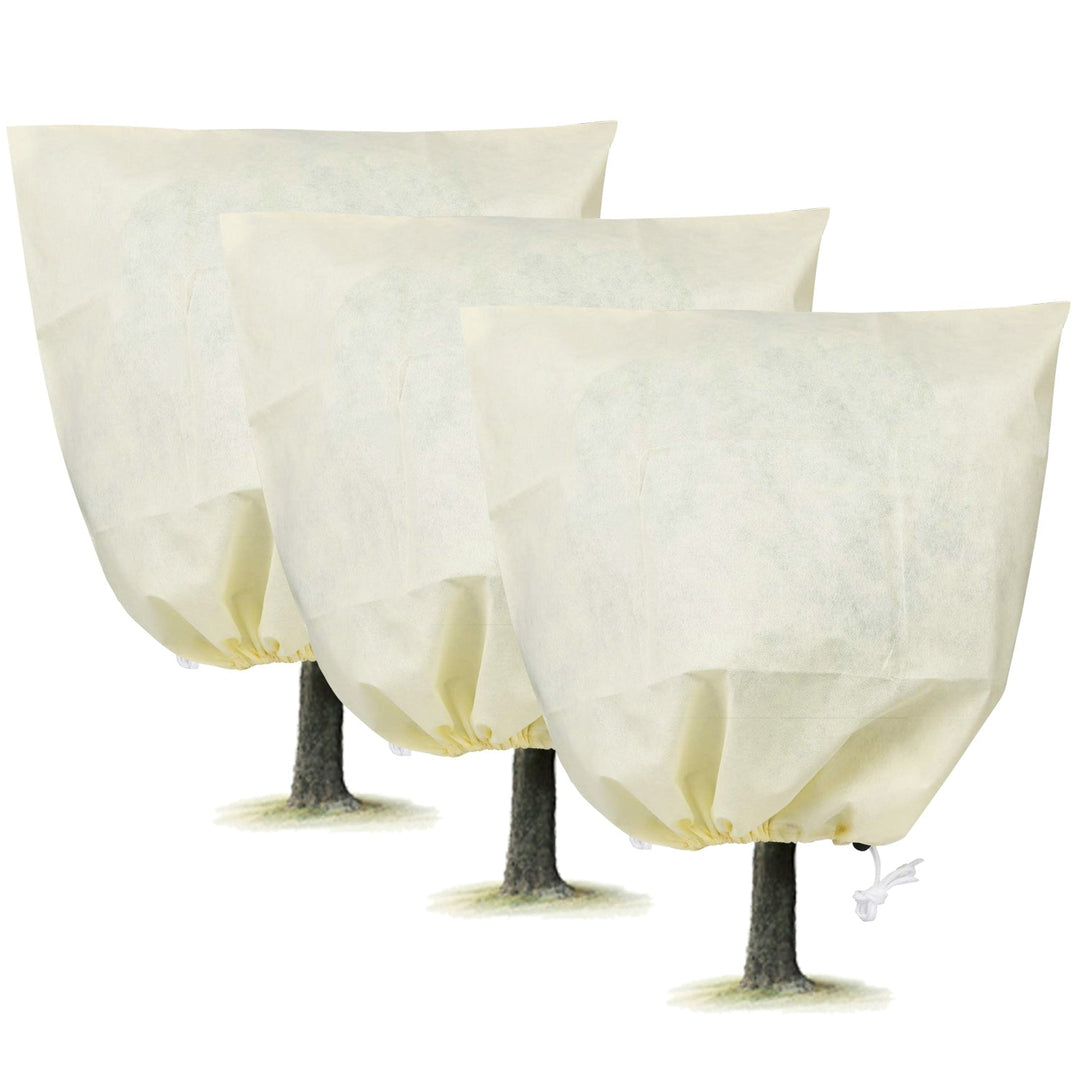 3Pcs Winter Plant Cover Bags with Drawstring 32.67x43.3in Plant Freeze Protector Reusable Non-Woven Plant Frost Blanket for Outdoor Garden Plants