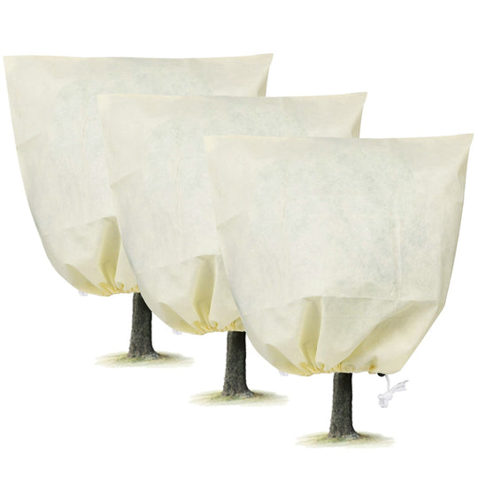 3Pcs Winter Plant Cover Bags with Drawstring 32.67x43.3in Plant Freeze Protector Reusable Non-Woven Plant Frost Blanket for Outdoor Garden Plants