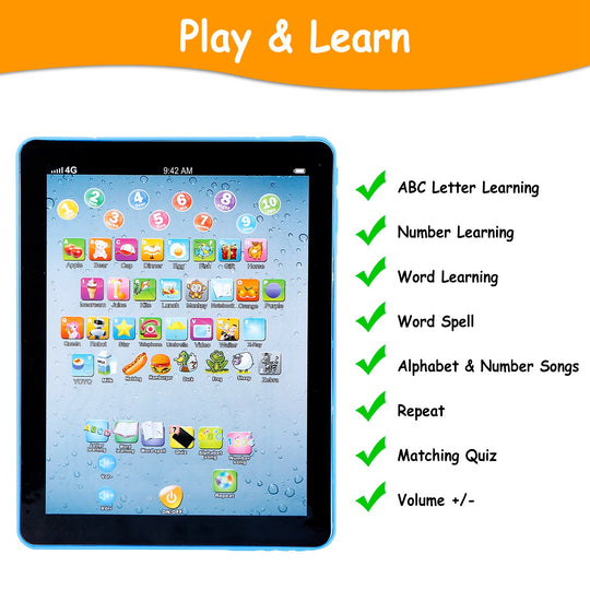 Baby Learning Tablet Educational Mini Pads Toys Touch Learn Toddler Tablet For ABC Numbers Words Gift For Boys Girls Aged 1-6 Year Old Kids