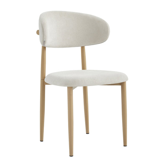 Upholstered Dining Chairs Set of 2 with Curved Back