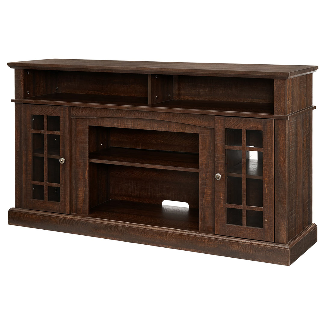 Classic 58" TV Stand with Glass Door Cabinets & Adjustable Shelves, Media Entertainment Center for TVs up to 65", Living