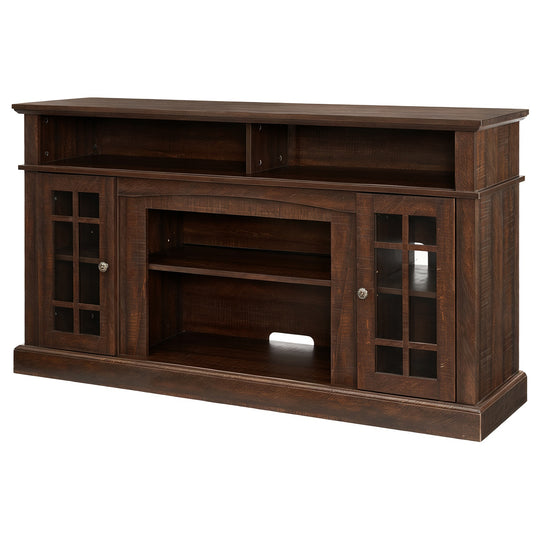 Classic 58" TV Stand with Glass Door Cabinets & Adjustable Shelves, Media Entertainment Center for TVs up to 65", Living