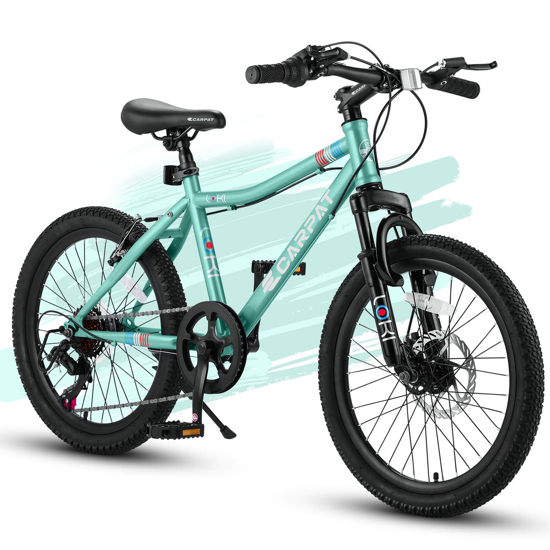 Forbidden to Sell on Temu 20 Inch Kids Mountain Bike, 7-Speed Boys Girls Bicycle with Front Suspension, Disc & V-Brake, 
