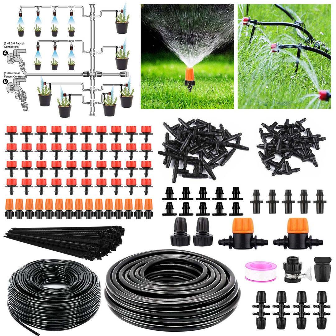Drip Irrigation Kit Automatic Garden Irrigation System Misting Plant Watering Drip Kit for Garden Greenhouse Flower Bed Patio Lawn