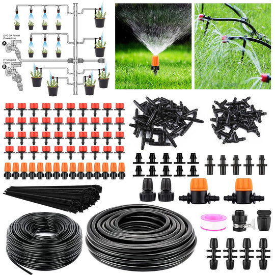 Drip Irrigation Kit Automatic Garden Irrigation System Misting Plant Watering Drip Kit for Garden Greenhouse Flower Bed Patio Lawn