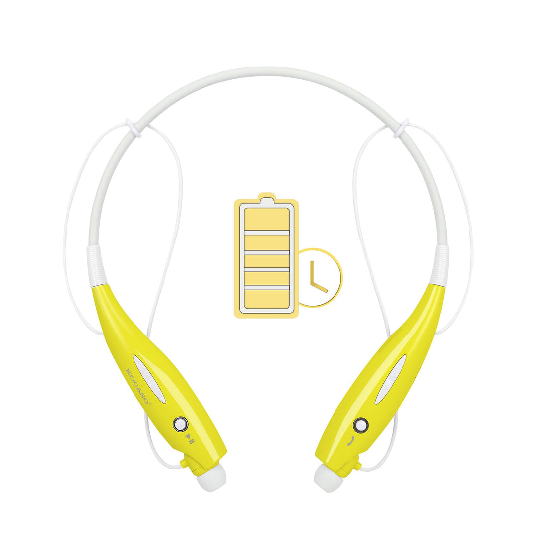 KOCASO Wireless Sports Stereo Hands Free Headset for Phone and Tablet in Yellow