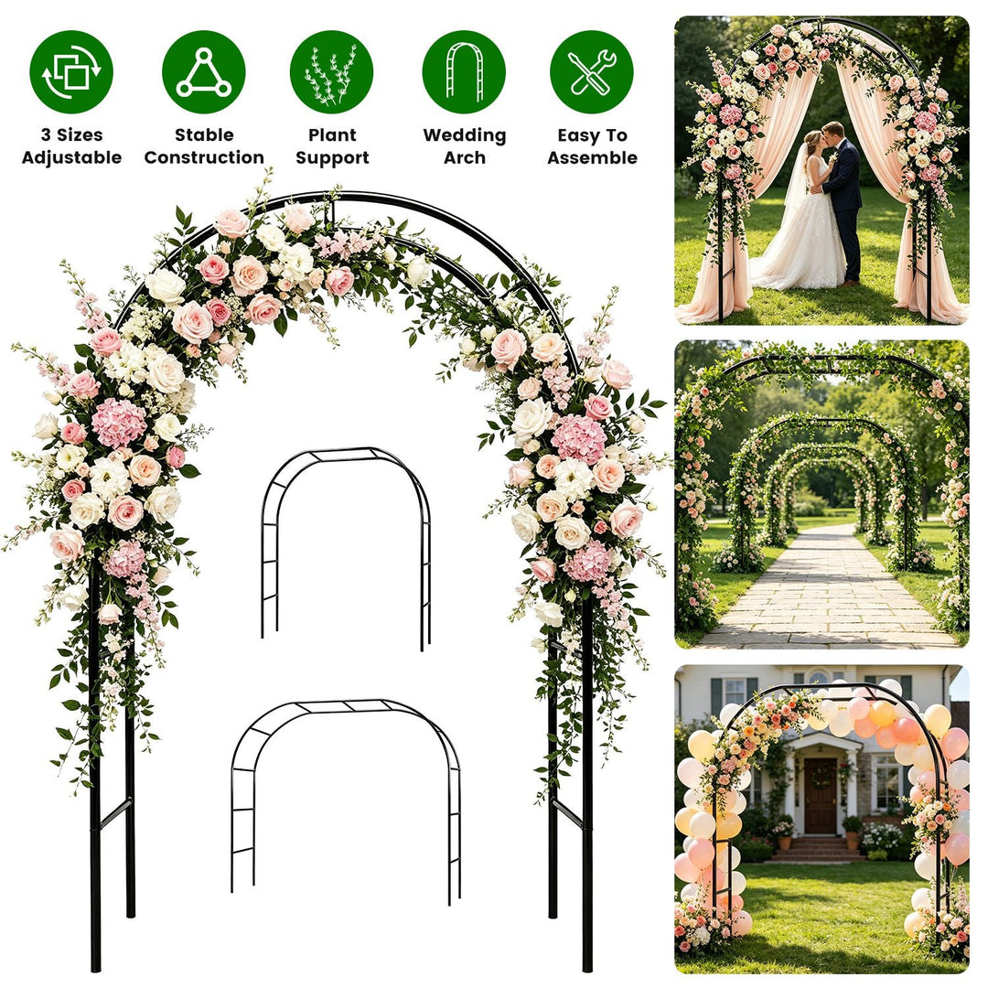 Adjustable Metal Garden Arch for Climbing Plants - 7.87ft