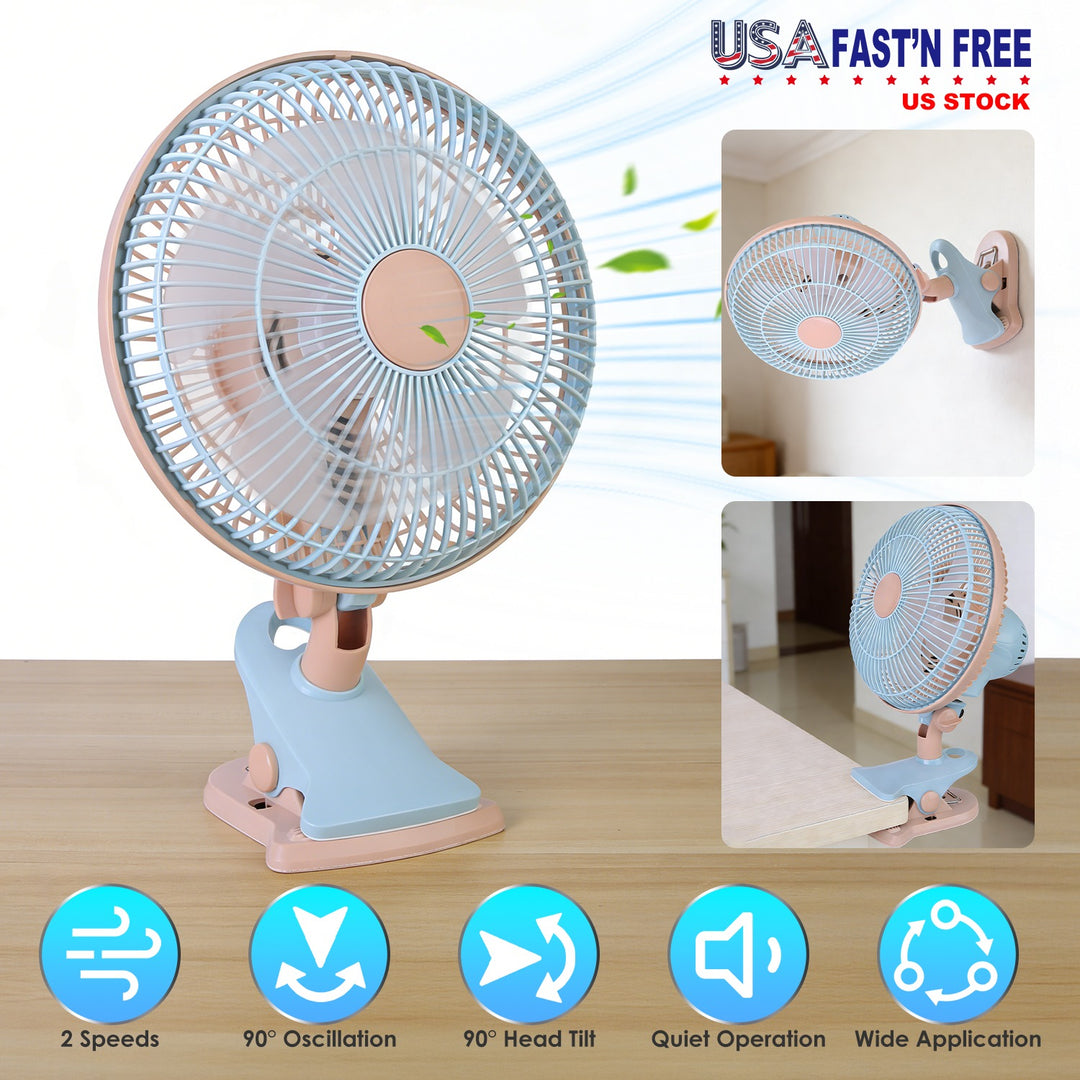 8.66" Clip-On Fan with 90° Oscillation & 2 Speeds