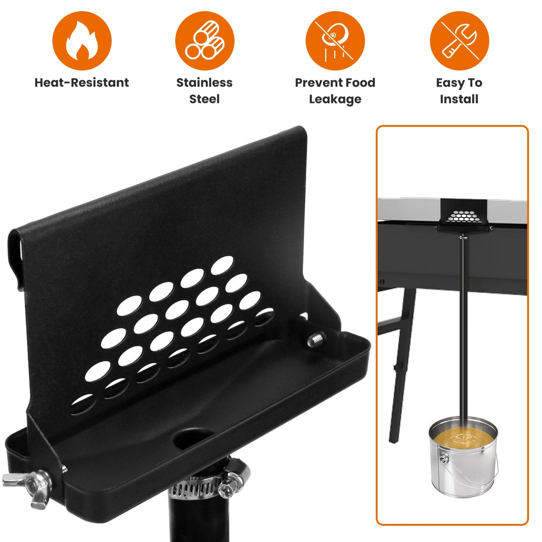 Rear Grease Drainage Funnel Fit For Blackstone Griddle Grease Catcher With 39.76IN Heat Resistant Hose Stainless Steel Grease Collector
