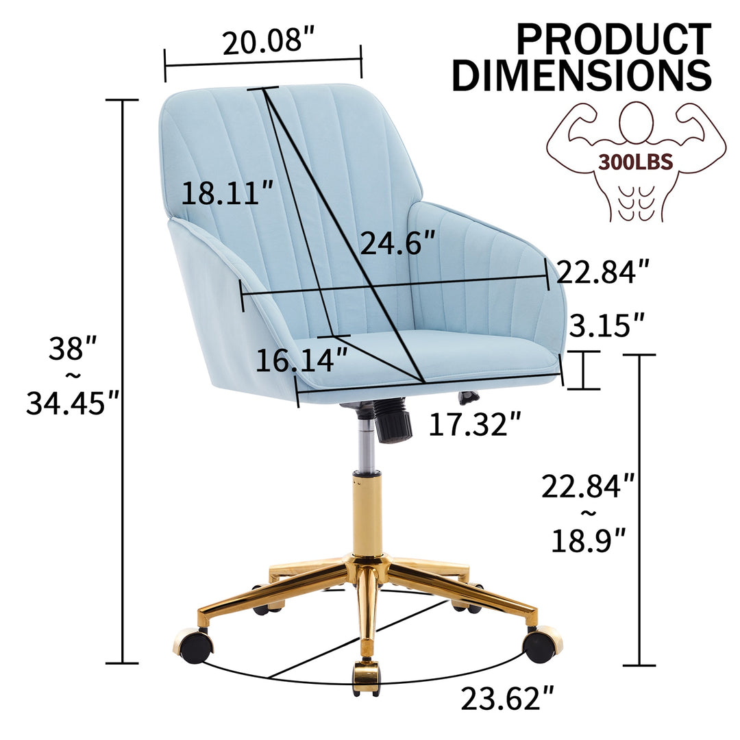 Ergonomic Office Chair with Memory Foam Cushion Corduroy Upholstered Desk Chair Adjustable Swivel Rolling Chair 300LBS M