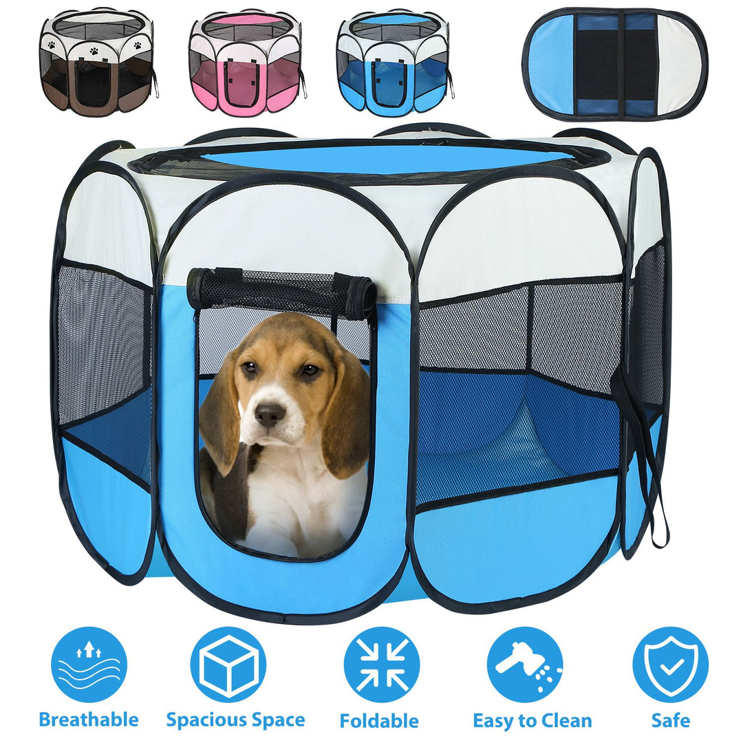 Portable Foldable Pet Tent Exercise Pen Kennel Removable Zipper Top and Bottom Water Resistant Indoor Outdoor Use For Dogs Cats Other Pets