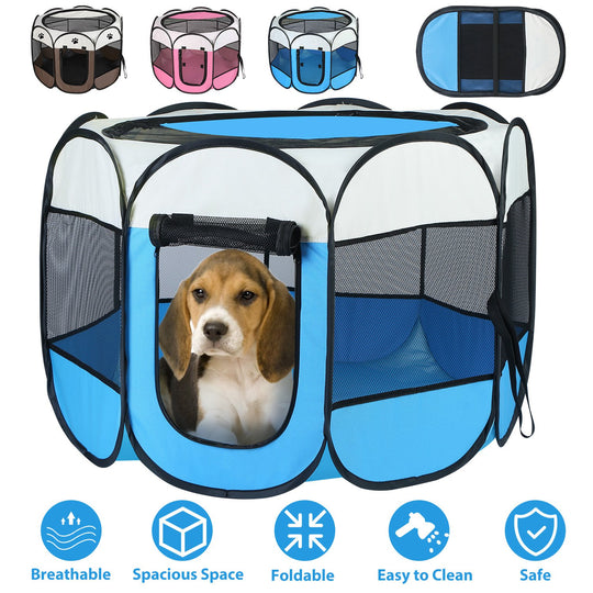Portable Foldable Pet Tent Exercise Pen Kennel Removable Zipper Top and Bottom Water Resistant Indoor Outdoor Use For Dogs Cats Other Pets