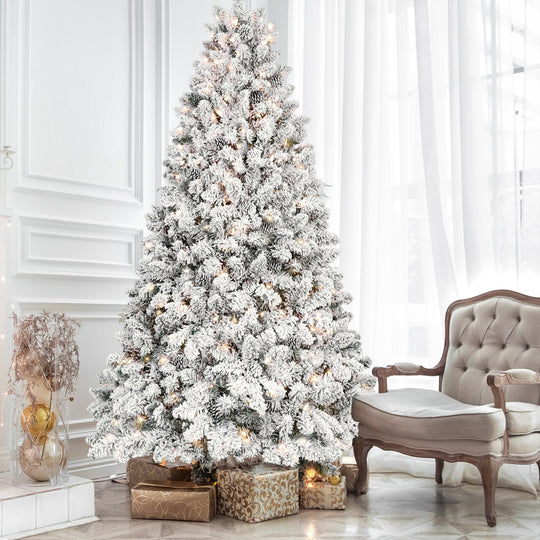 5FT Pre-Lit Flocked Christmas Tree with 300 Warm White LEDs