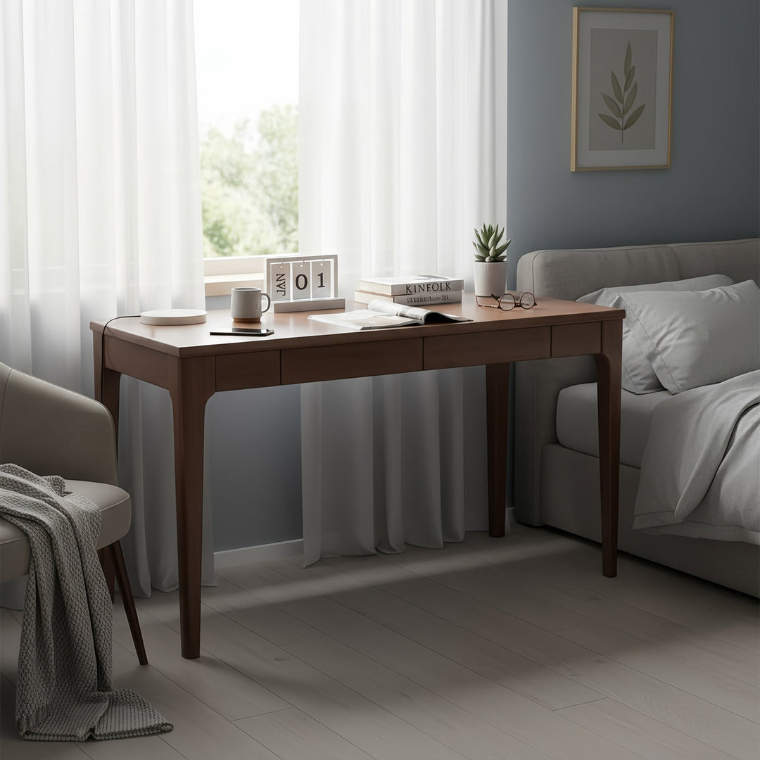 Solid Wood Desk with Drawers for Home Office