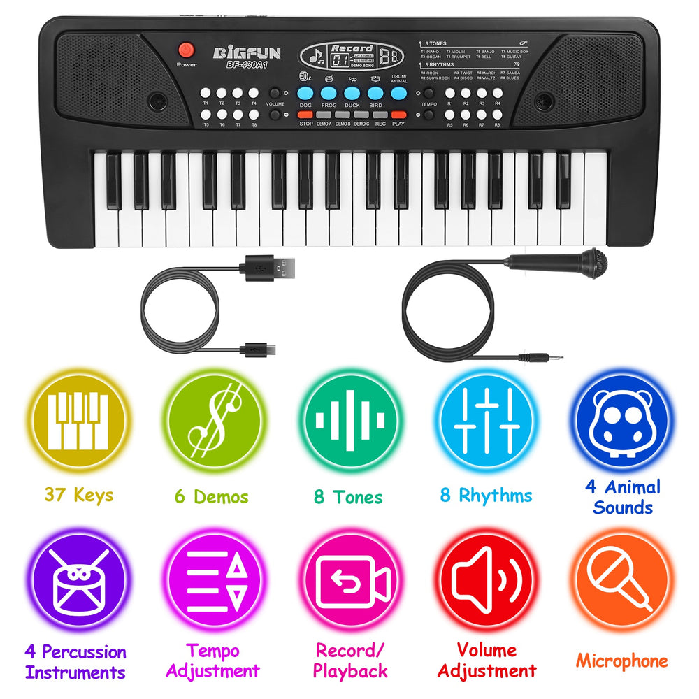 37-Key Electronic Keyboard with Microphone for Kids