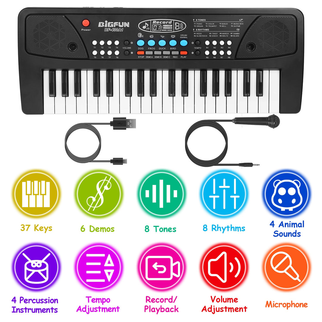 37-Key Electronic Keyboard with Microphone for Kids