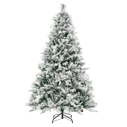 4.5/6/7 Feet Artificial Xmas Tree with Pine Needles and LED Lights