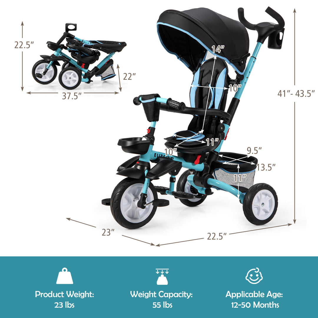 7-in-1 Detachable Baby Stroller with Canopy and Safety Harness