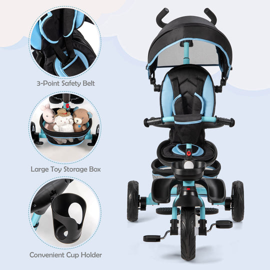 7-in-1 Detachable Baby Stroller with Canopy and Safety Harness