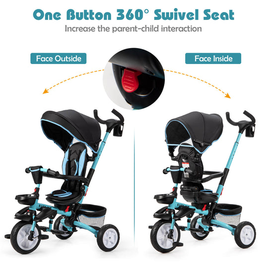7-in-1 Detachable Baby Stroller with Canopy and Safety Harness