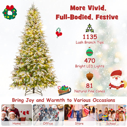6/7.5/9 FT Pre-Lit Artificial Christmas Tree with 765/1135/1871 Tips and 280/470/690 Warm-White LED Lights