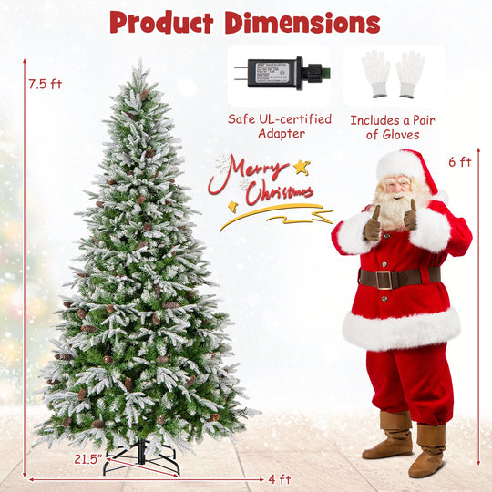 6/7.5/9 FT Pre-Lit Artificial Christmas Tree with 765/1135/1871 Tips and 280/470/690 Warm-White LED Lights