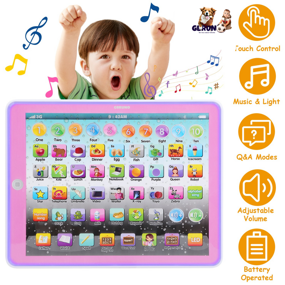 Kid Baby Toddler Tablet Toy Educational Learning Study Tablet Pad Gift for Aged 2 3 4 5 6 7 Girls Boys