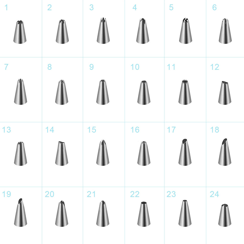 24Pcs Cake Decorating Supplies kit Stainless Steel DIY Baking Supplies Icing Tips with Pastry Bags & Disposable Coupler & Storage Case