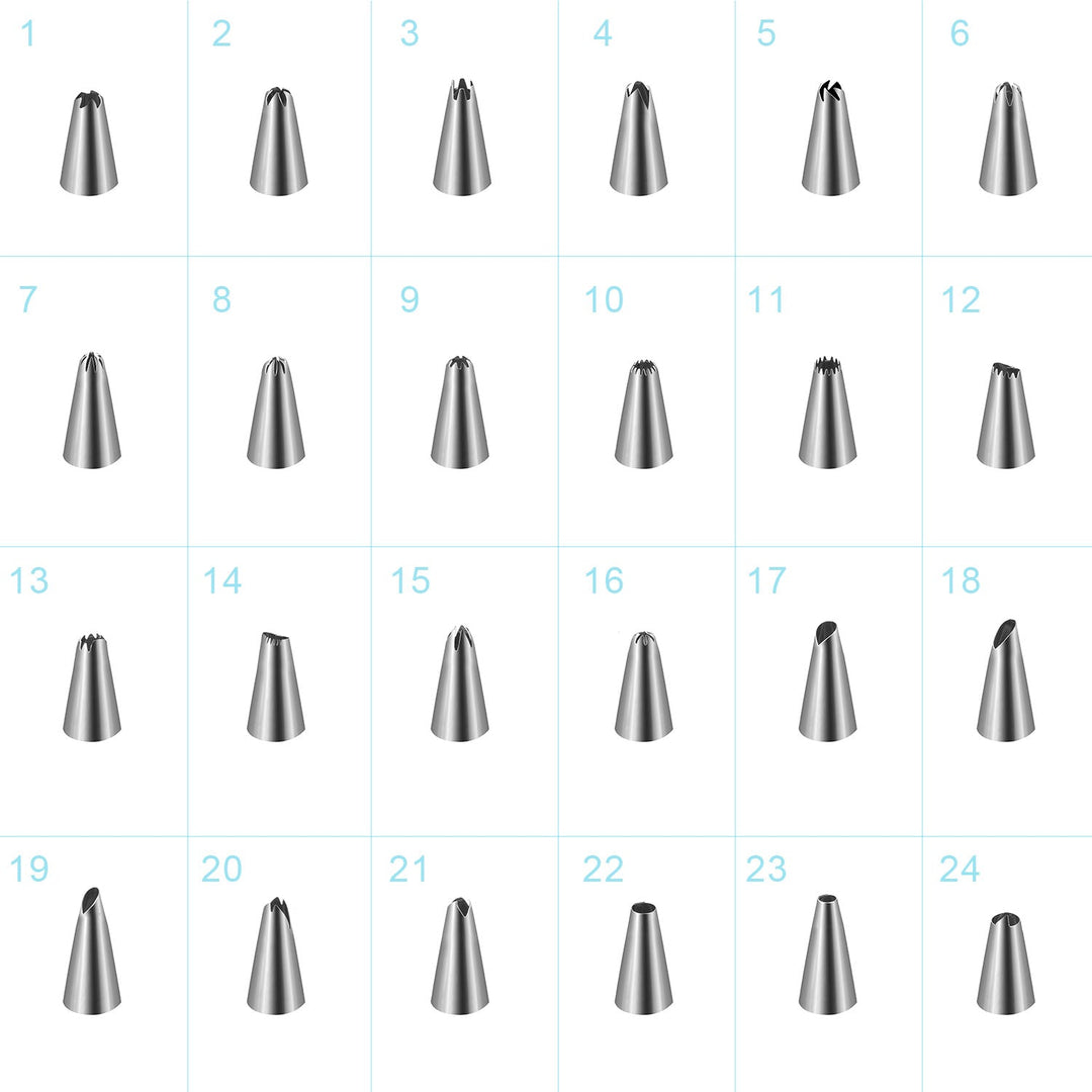 24Pcs Cake Decorating Supplies kit Stainless Steel DIY Baking Supplies Icing Tips with Pastry Bags & Disposable Coupler & Storage Case