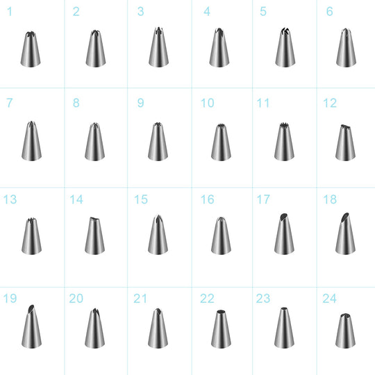 24Pcs Cake Decorating Supplies kit Stainless Steel DIY Baking Supplies Icing Tips with Pastry Bags & Disposable Coupler & Storage Case