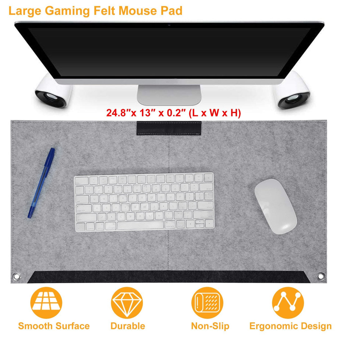 Extended Gaming Mouse Pad Soft Felts Table Mouse Pads Non-Slip & Dust-Proof Desk Pad Anti-Scratch Desk Pad Keyboard Mat (24.8 x 13 x 0.2in) for Work &