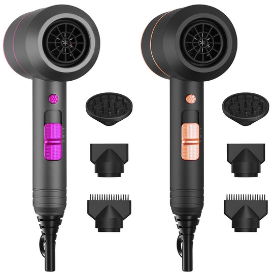 1800W Hair Dryer Portable Compact Hair Blow Dryer with Cool/Warm/Hot Wind with Diffuser Concentrator/Comb Nozzle ALCI Plug Overheat Protection for Wom