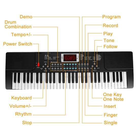 61 Keys Digital Music Electronic Keyboard Electric Musical Piano Instrument Kids Learning Keyboard w/ Stand Microphone For Beginners