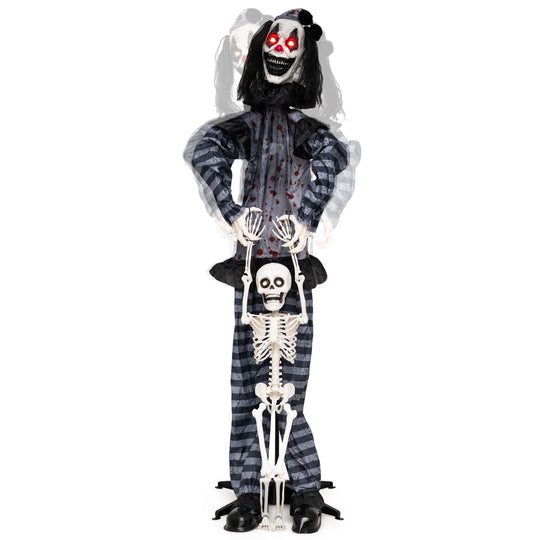 70" Life-Size Clown with Lifted Skeleton Glowing Eyes Lights and Sound