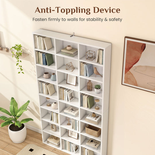 70-Inch Tall Bookshelf with 24 Cube Storage Compartments