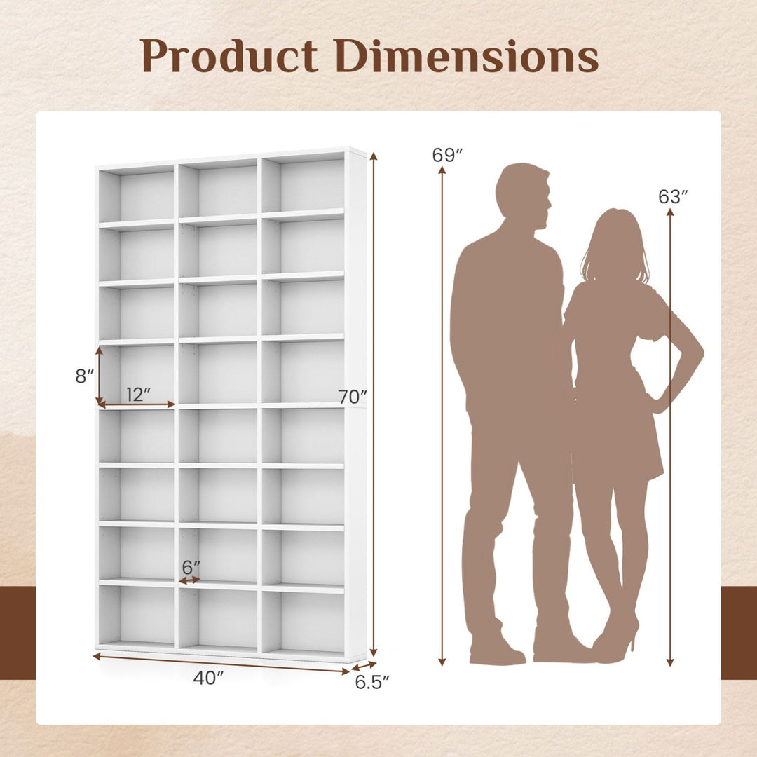 70-Inch Tall Bookshelf with 24 Cube Storage Compartments