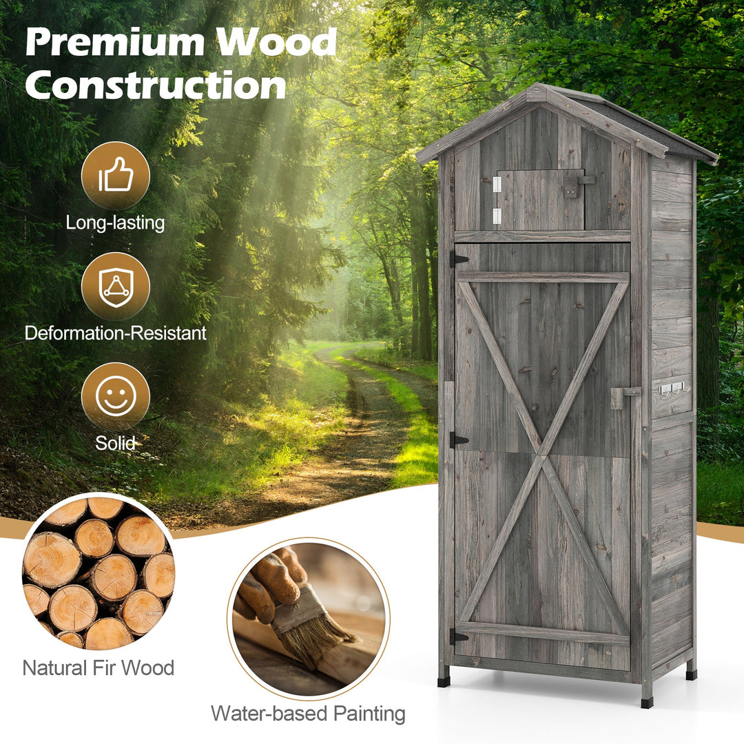 70 Inch Tall Garden Tool Storage Cabinet with Lockable Doors and Foldable Table