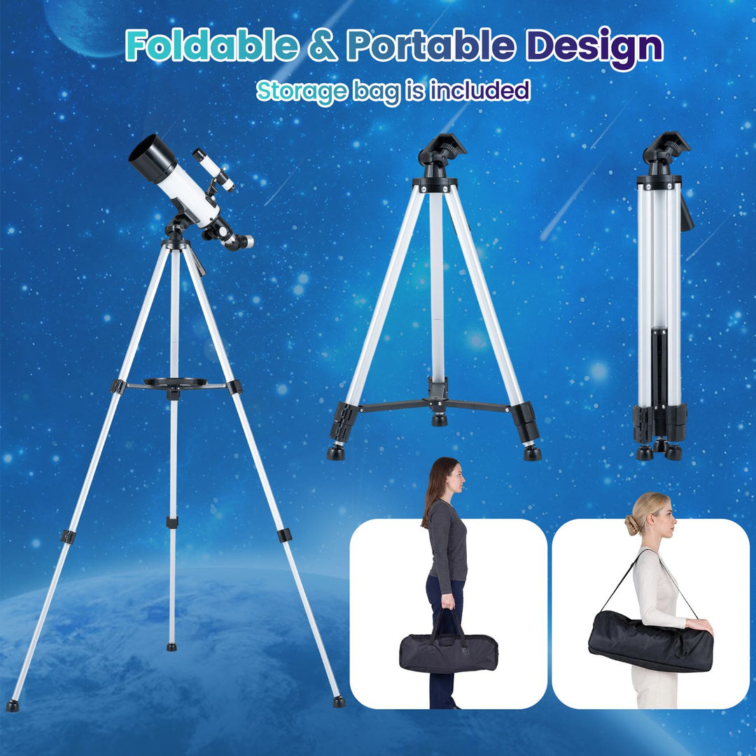 70 MM Aperture Refractor Telescope with Adjustable Tripod-Silver