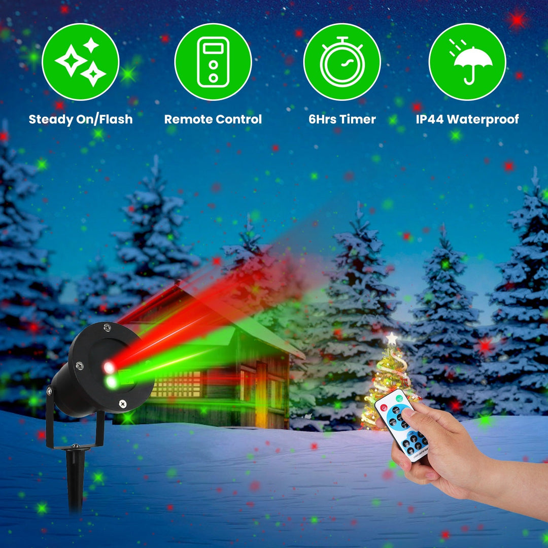 Outdoor Laser Projector Light Red and Green Projection Light with 3 Modes 12 Speeds 6Hrs Timer IP44 Waterproof Firefly Landscape Light for Christmas H