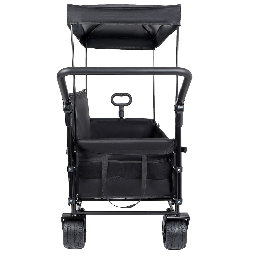 Folding Wagon Cart with Bench Seat & Canopy, 500lbs Capacity