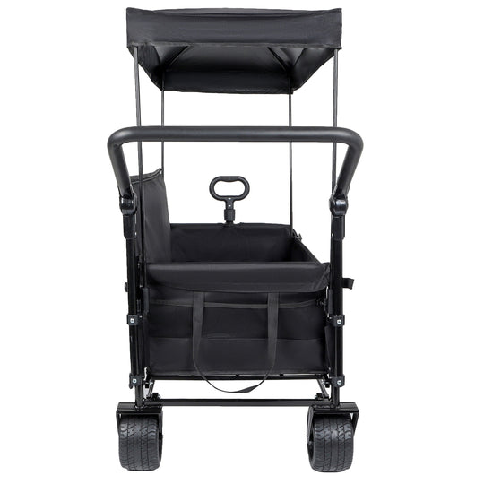 Folding Wagon Cart with Bench Seat & Canopy, 500lbs Capacity