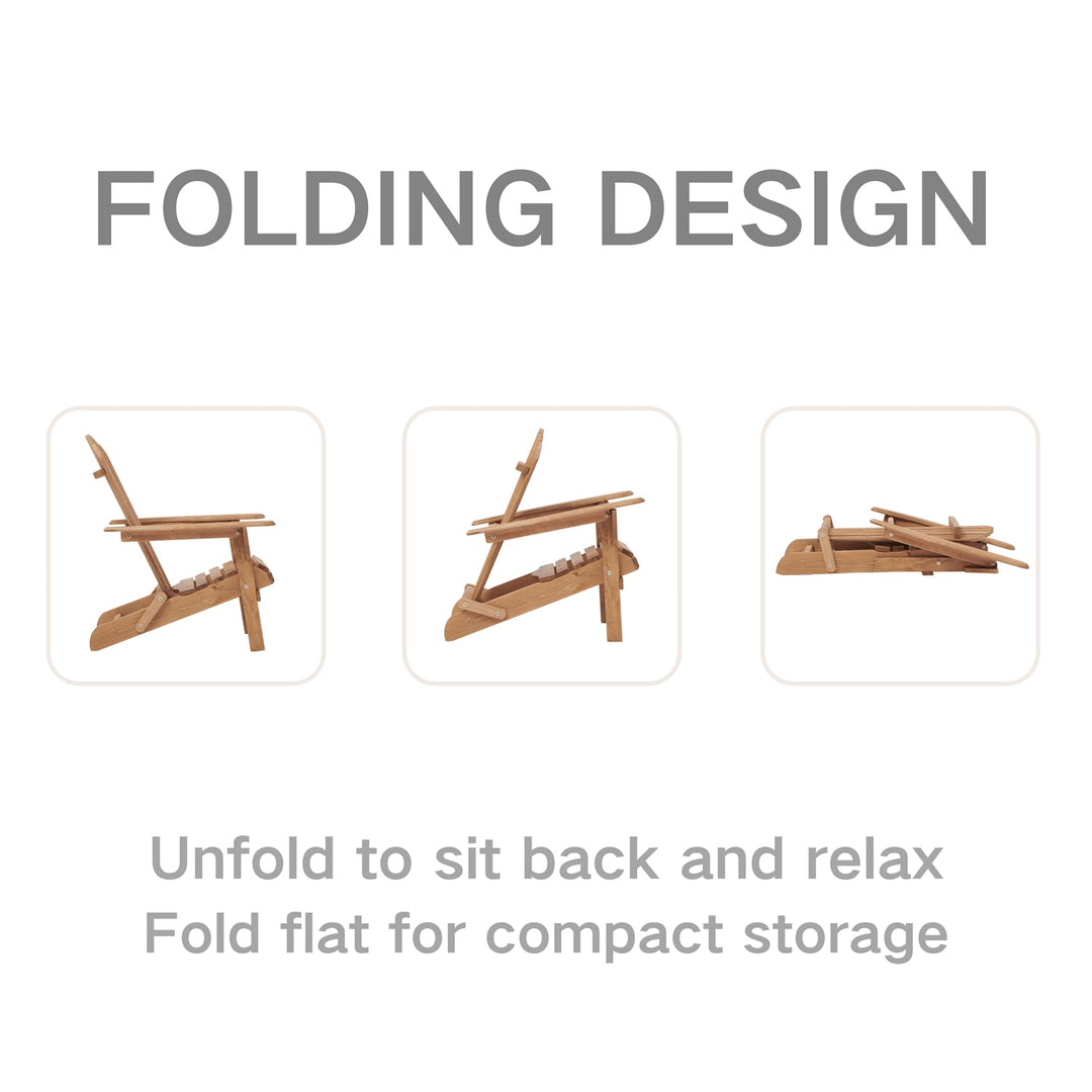 Folding Adirondack Chairs Set of 2 - Hemlock Wood Outdoor Seating