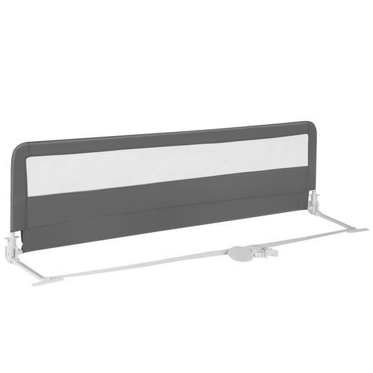 71 Inch Extra Long Swing Down Bed Guardrail with Safety Straps-Gray