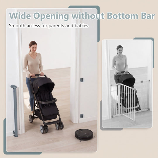 Retractable Baby & Dog Gate 71" Wide with Safety Lock