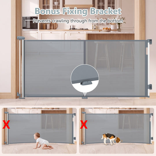 Retractable Baby & Dog Gate 71" Wide with Safety Lock